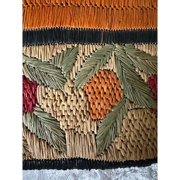 Raffia/Straw Tea Cozy raffia straw cottage Primitive Lined berry 10x8” - Picture 9 of 16